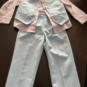 Nautica Boys' Pink and Blue Striped Shirt & Suit pants